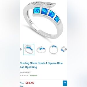 .925 Sterling Silver Blue Lab Opal Ring
